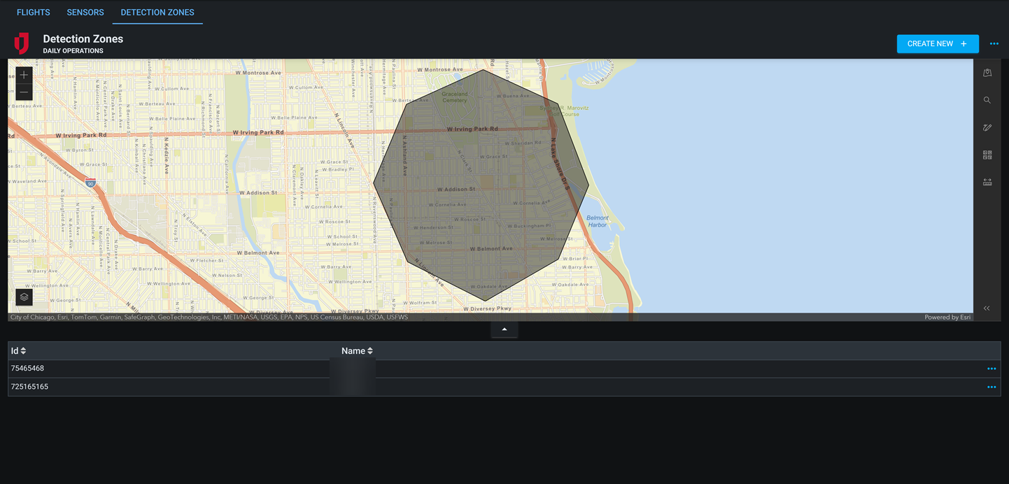 Drone Tracking dark mode detection zones
